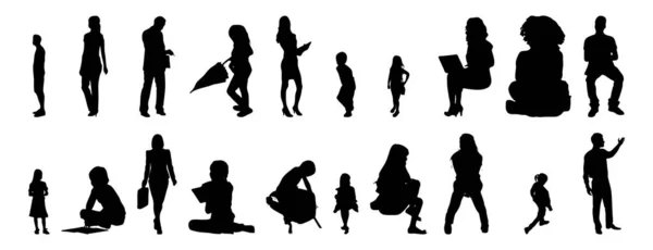 Silhouettes Vectorielles Silhouettes Esquissées Personnes Dessin Contour Silhouette Personnes Icône — Image vectorielle