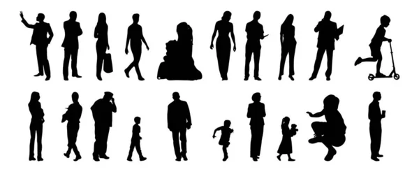 Vector Silhouetten Overzicht Silhouetten Van Mensen Contourtekening Personensilhouet Icoon Set — Stockvector