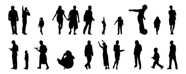 Vector Silhouettes Outline Silhouettes People Contour Drawing People Silhouette Icon — 스톡 벡터