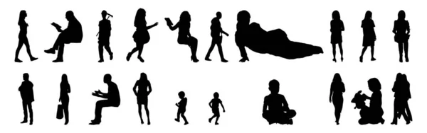 Vector Silhouettes Outline Silhouettes People Contour Drawing People Silhouette Icon — Stock Vector