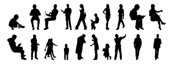 Vector Silhouetten Overzicht Silhouetten Van Mensen Contourtekening Personensilhouet Icoon Set — Stockvector