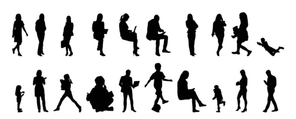 Silhouettes Vectorielles Silhouettes Esquissées Personnes Dessin Contour Silhouette Personnes Icône — Image vectorielle