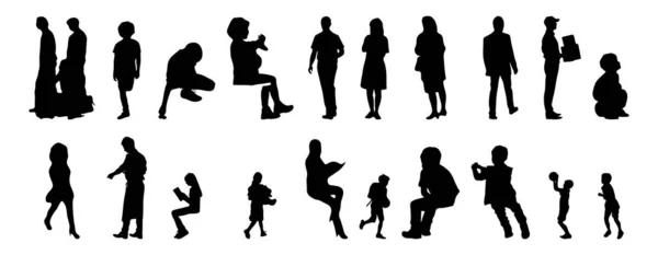 Vector Silhouettes Outline Silhouettes People Contour Drawing People Silhouette Icon — Stock Vector