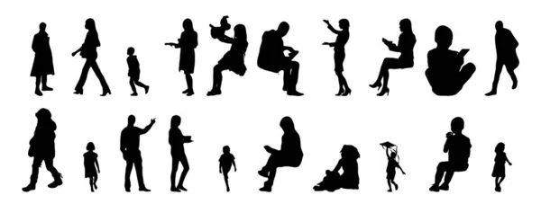 Vector Silhouettes Outline Silhouettes People Contour Drawing People Silhouette Icon — 스톡 벡터