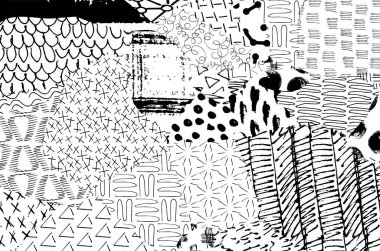 Soyut siyah darbeler, El, Vektör Deseni 'ni çizdi. Geometrik tarzda soyut arkaplan. Soyut çok renkli geometrik desen