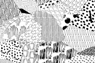 Soyut siyah darbeler, El, Vektör Deseni 'ni çizdi. Geometrik tarzda soyut arkaplan. Soyut çok renkli geometrik desen