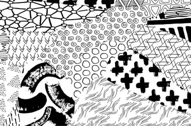 Soyut siyah darbeler, El, Vektör Deseni 'ni çizdi. Geometrik tarzda soyut arkaplan. Soyut çok renkli geometrik desen