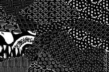 Soyut siyah darbeler, El, Vektör Deseni 'ni çizdi. Geometrik tarzda soyut arkaplan. Soyut çok renkli geometrik desen