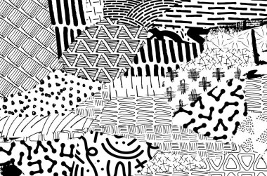 Soyut siyah darbeler, El, Vektör Deseni 'ni çizdi. Geometrik tarzda soyut arkaplan. Soyut çok renkli geometrik desen