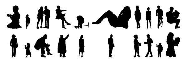 Vector Silhouettes Outline Silhouettes People Contour Drawing People Silhouette Icon — Stock Vector