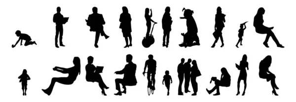 Silhouettes Vectorielles Silhouettes Esquissées Personnes Dessin Contour Silhouette Personnes Icône — Image vectorielle