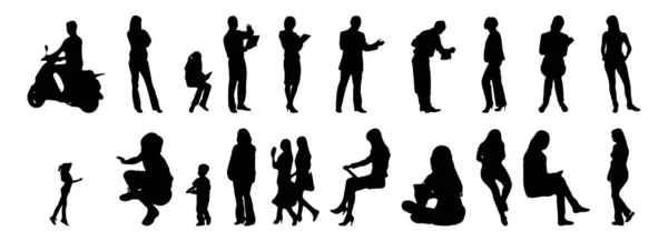 Vector Silhouettes Outline Silhouettes People Contour Drawing People Silhouette Icon — Stock Vector