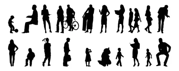 Silhouettes Vectorielles Silhouettes Esquissées Personnes Dessin Contour Silhouette Personnes Icône — Image vectorielle