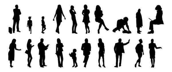 Silhouettes Vectorielles Silhouettes Esquissées Personnes Dessin Contour Silhouette Personnes Icône — Image vectorielle