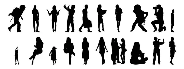 Vector Silhouettes Outline Silhouettes People Contour Drawing People Silhouette Icon — 스톡 벡터