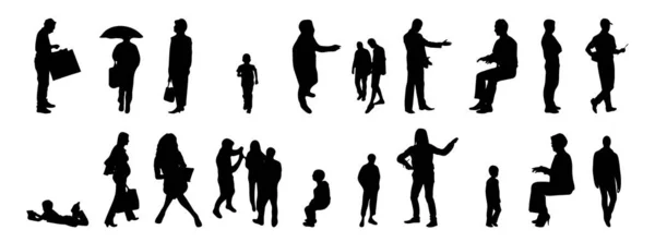 Silhouettes Vectorielles Silhouettes Esquissées Personnes Dessin Contour Silhouette Personnes Icône — Image vectorielle