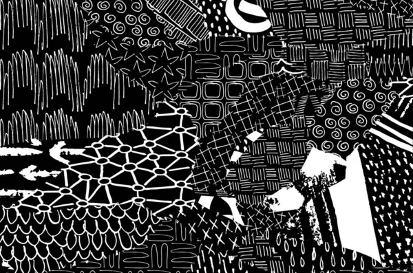 Pinceladas Negras Abstractas Patrón Vectorial Dibujado Mano Fondo Abstracto Estilo — Archivo Imágenes Vectoriales