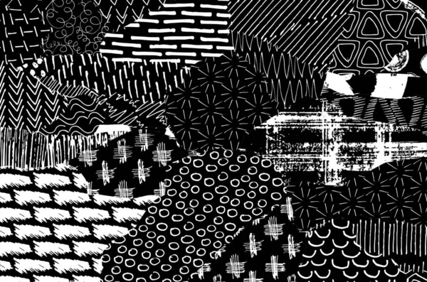 Абстрактные Черные Штрихи Векторный Рисунок Рукой Абстрактный Фон Геометрическом Стиле — стоковый вектор