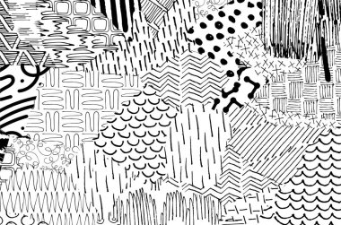 Soyut siyah darbeler, El, Vektör Deseni 'ni çizdi. Geometrik tarzda soyut arkaplan. Soyut çok renkli geometrik desen