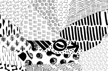 Soyut siyah darbeler, El, Vektör Deseni 'ni çizdi. Geometrik tarzda soyut arkaplan. Soyut çok renkli geometrik desen