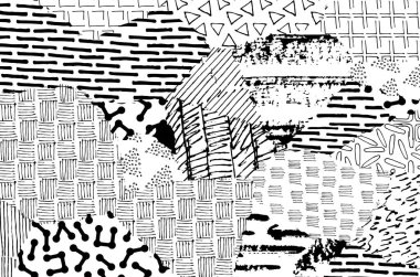 Soyut siyah darbeler, El, Vektör Deseni 'ni çizdi. Geometrik tarzda soyut arkaplan. Soyut çok renkli geometrik desen