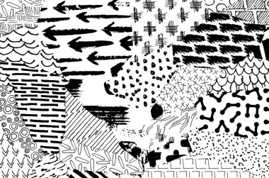 Soyut siyah darbeler, El, Vektör Deseni 'ni çizdi. Geometrik tarzda soyut arkaplan. Soyut çok renkli geometrik desen