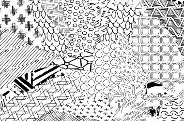 Soyut siyah darbeler, El, Vektör Deseni 'ni çizdi. Geometrik tarzda soyut arkaplan. Soyut çok renkli geometrik desen