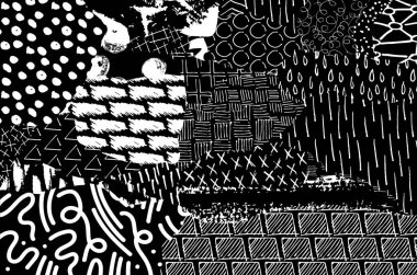 Soyut siyah darbeler, El, Vektör Deseni 'ni çizdi. Geometrik tarzda soyut arkaplan. Soyut çok renkli geometrik desen