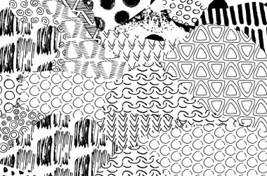 Soyut siyah darbeler, El, Vektör Deseni 'ni çizdi. Geometrik tarzda soyut arkaplan. Soyut çok renkli geometrik desen