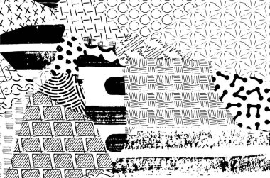 Soyut siyah darbeler, El, Vektör Deseni 'ni çizdi. Geometrik tarzda soyut arkaplan. Soyut çok renkli geometrik desen