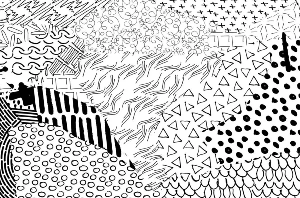 Soyut siyah darbeler, El, Vektör Deseni 'ni çizdi. Geometrik tarzda soyut arkaplan. Soyut çok renkli geometrik desen