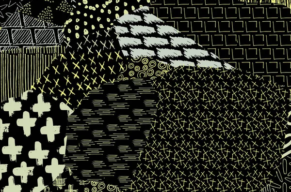 Soyut siyah darbeler, El, Vektör Deseni 'ni çizdi. Geometrik tarzda soyut arkaplan. Soyut çok renkli geometrik desen