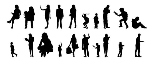 Vektor Silhouetten Umrisse Von Menschen Konturzeichnung Menschen Silhouette Icon Set — Stockvektor