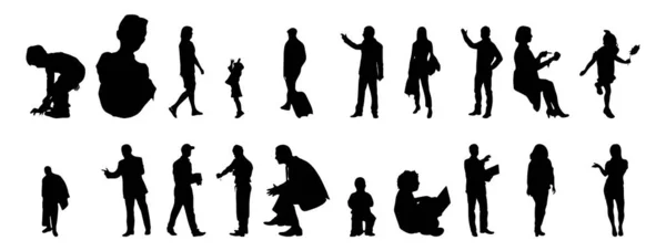 Vector Silhouetten Overzicht Silhouetten Van Mensen Contourtekening Personensilhouet Icoon Set — Stockvector