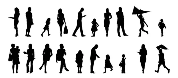 Silhouettes Vectorielles Silhouettes Esquissées Personnes Dessin Contour Silhouette Personnes Icône — Image vectorielle