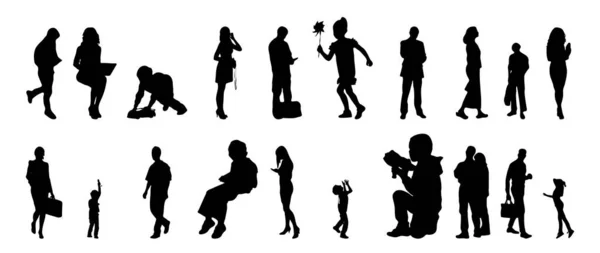 Silhouettes Vectorielles Silhouettes Esquissées Personnes Dessin Contour Silhouette Personnes Icône — Image vectorielle