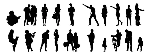 Vector Silhouettes Outline Silhouettes People Contour Drawing People Silhouette Icon — Stock Vector