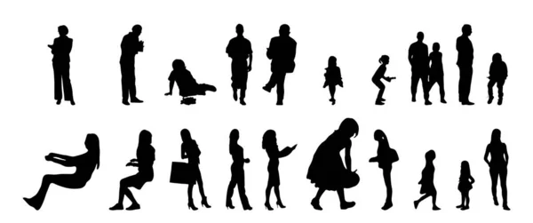 Silhouettes Vectorielles Silhouettes Esquissées Personnes Dessin Contour Silhouette Personnes Icône — Image vectorielle