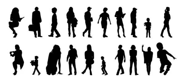 Vector Silhouettes Outline Silhouettes People Contour Drawing People Silhouette Icon — 스톡 벡터