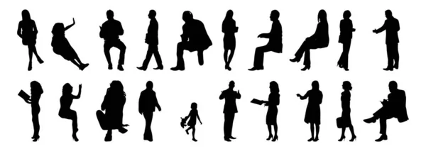 Silhouettes Vectorielles Silhouettes Esquissées Personnes Dessin Contour Silhouette Personnes Icône — Image vectorielle