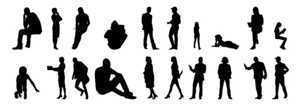 Silhouettes Vectorielles Silhouettes Esquissées Personnes Dessin Contour Silhouette Personnes Icône — Image vectorielle