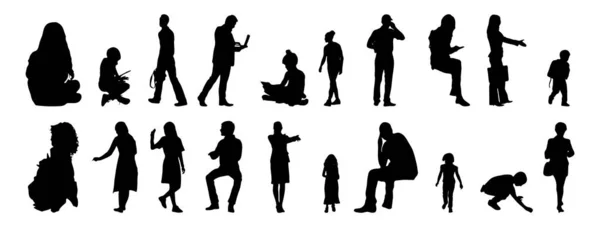 Silhouettes Vectorielles Silhouettes Esquissées Personnes Dessin Contour Silhouette Personnes Icône — Image vectorielle