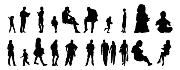 Silhouettes Vectorielles Silhouettes Esquissées Personnes Dessin Contour Silhouette Personnes Icône — Image vectorielle