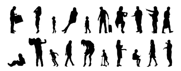 Vector Silhouetten Overzicht Silhouetten Van Mensen Contourtekening Personensilhouet Icoon Set — Stockvector