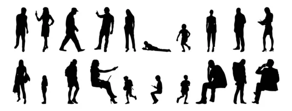 Silhouettes Vectorielles Silhouettes Esquissées Personnes Dessin Contour Silhouette Personnes Icône — Image vectorielle