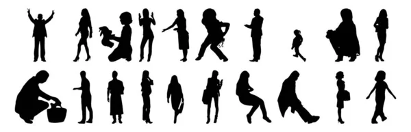 Silhouettes Vectorielles Silhouettes Esquissées Personnes Dessin Contour Silhouette Personnes Icône — Image vectorielle