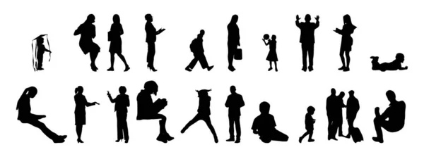 Silhouettes Vectorielles Silhouettes Esquissées Personnes Dessin Contour Silhouette Personnes Icône — Image vectorielle