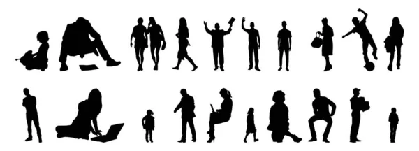 Vector Silhouettes Outline Silhouettes People Contour Drawing People Silhouette Icon — Stock Vector