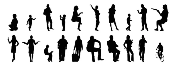 Vector Silhouettes Outline Silhouettes People Contour Drawing People Silhouette Icon — Stock Vector