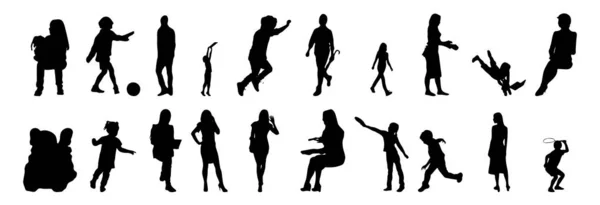 Vektor Silhouetten Umrisse Von Menschen Konturzeichnung Menschen Silhouette Icon Set — Stockvektor